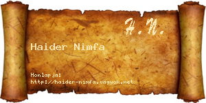 Haider Nimfa névjegykártya